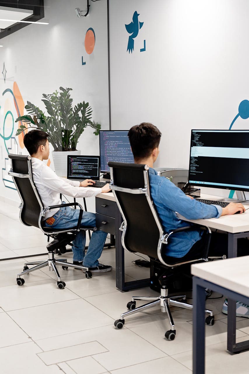 Team collaborating in modern office